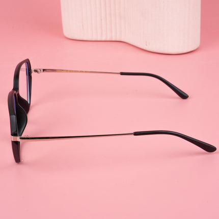 Voyage Glam Matt Black Square Eyeglasses for Men & Women - MG4862-C2
