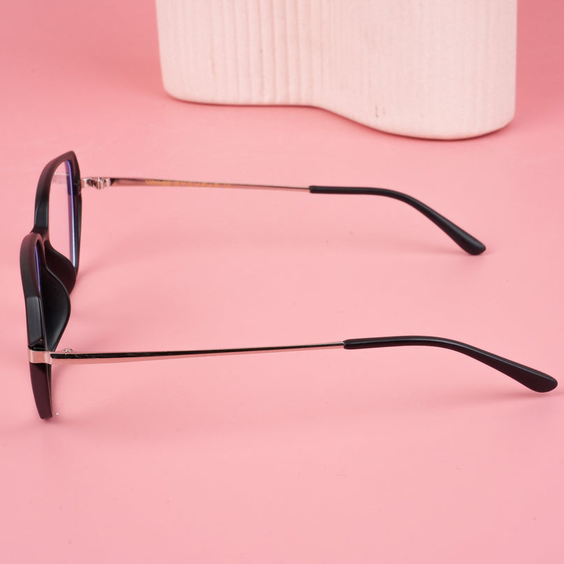 Voyage Glam Matt Black Square Eyeglasses for Men & Women - MG4862-C2