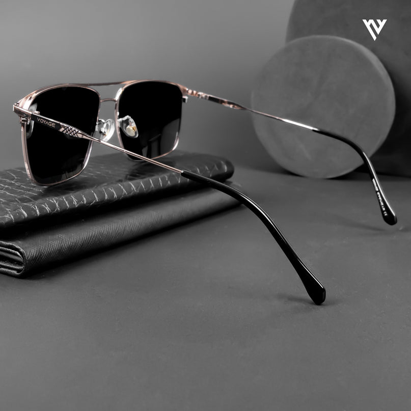 Wayfarer Polarized Sunglasses (Black Lens | Rose Gold & Black Frame - PMG4986)