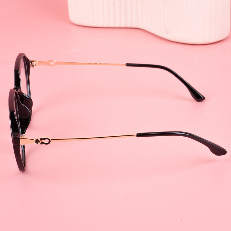 Voyage Glam Shine Black Geometric Eyeglasses for Men & Women - MG4689-C1