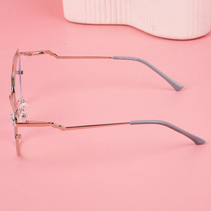 Voyage Glam Sky Blue & Golden Cateye Eyeglasses for Women - MG4401-C5