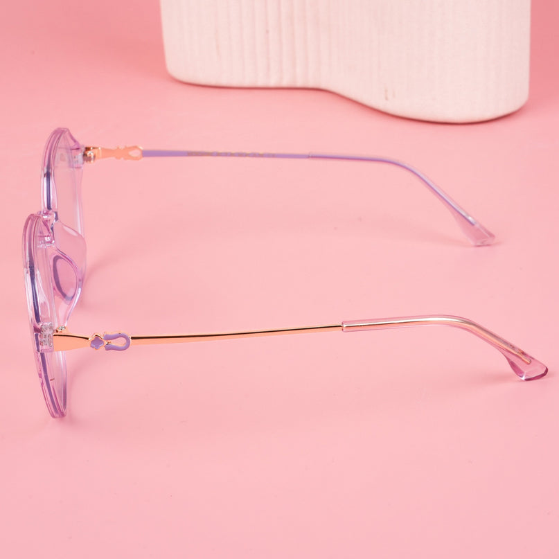 Voyage Glam Transparent Purple Geometric Eyeglasses for Men & Women - MG4694-C3