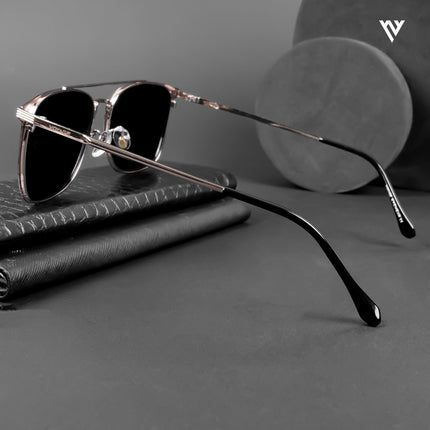 The Fiero | Wayfarer Polarized Sunglasses (Black Lens | Black & Rose Gold Frame - PMG4983)