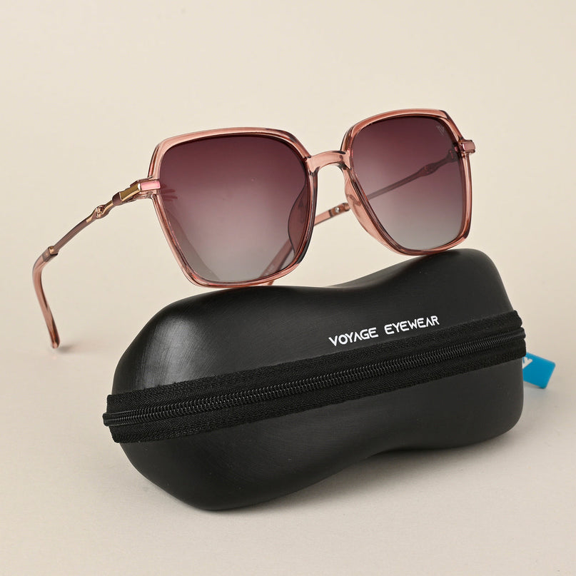 Voyage Red & Grey Square Polarized Sunglasses for Women - PMG4274
